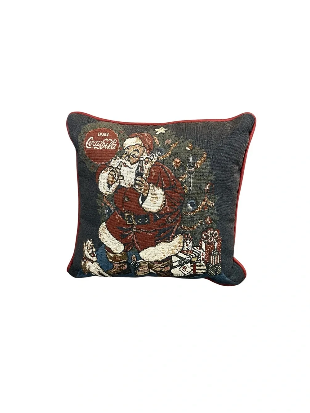 Vintage Coca Cola Santa Claus Tapestry Decorative Throw Pillow 12”x12”